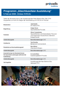 Programm Abschlussfeier Ausbildung - Winter 2026