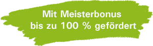 Information über Meisterbonus Förderung bis 100 % Meisterbonus bis 100 % gefördert
